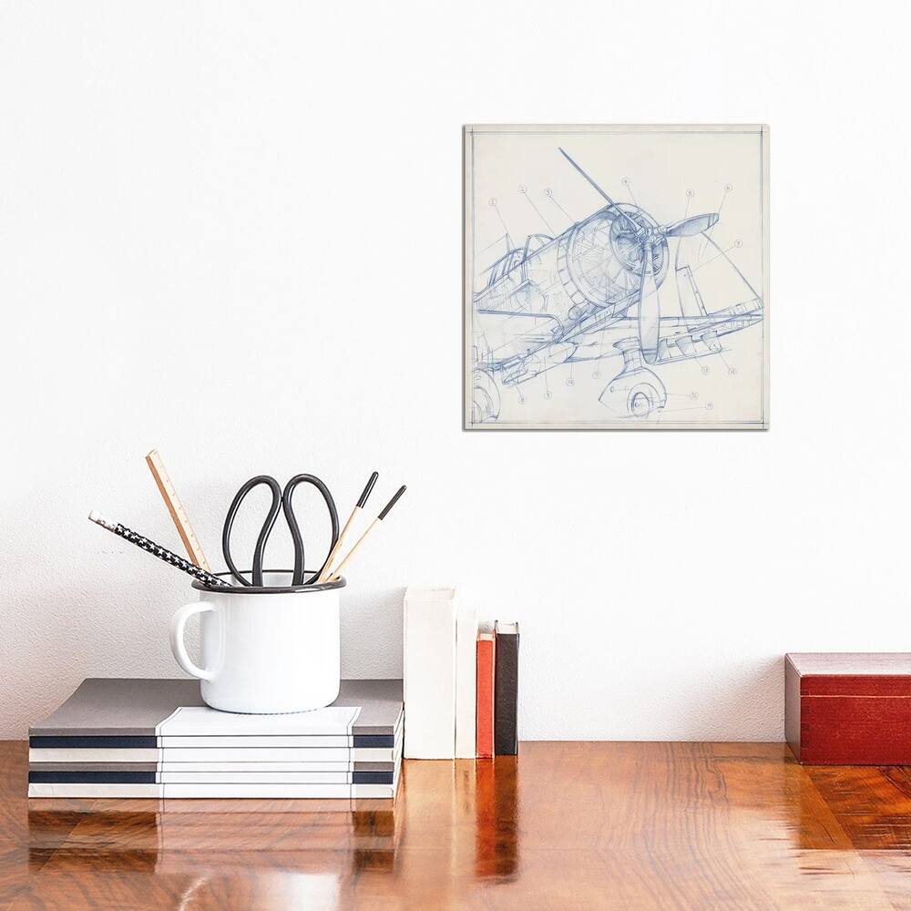 iCanvas "Airplane Mechanical Sketch I" by Ethan Harper Canvas Print