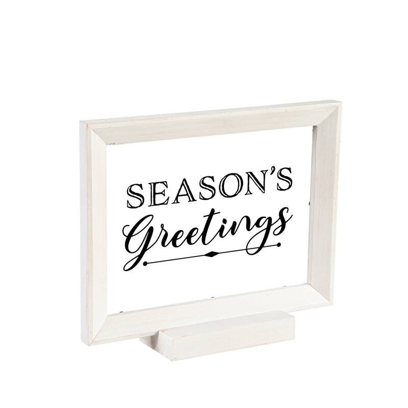 Wood Framed Decor, Set of 3 "Season's Greetings" "Peace on Earth" "Let it Snow"