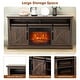 preview thumbnail 7 of 11, 68" Farmhouse Dark Brown Electric Fireplace TV Stands Console for 78-inch TV with Remote