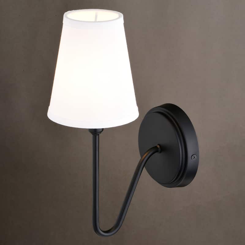 Briar 1 Light Traditional Wall Sconce White Linen Shade