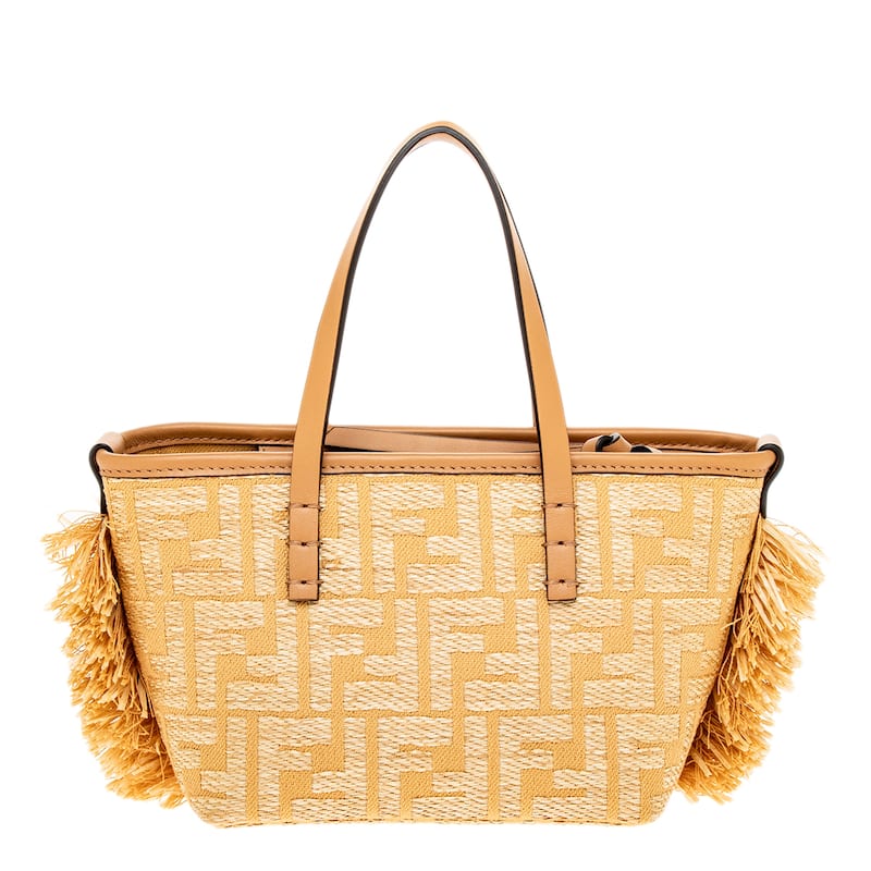 Fendi Roll Mini Bag in Raffia-Effect Jacquard