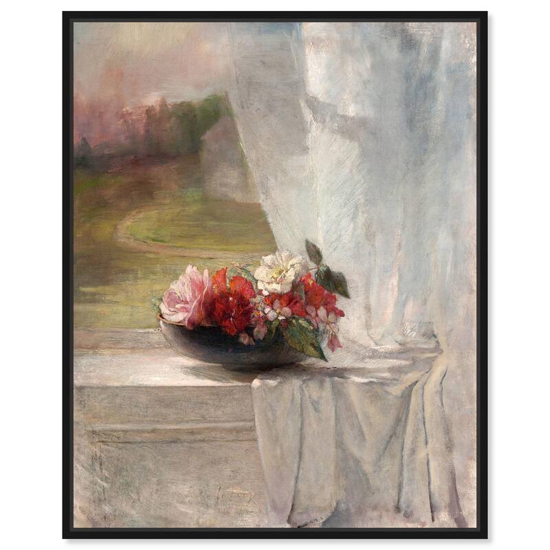 Flowers on a Window 1861 Canvas by Art Remedy - 24" x 30" - Black