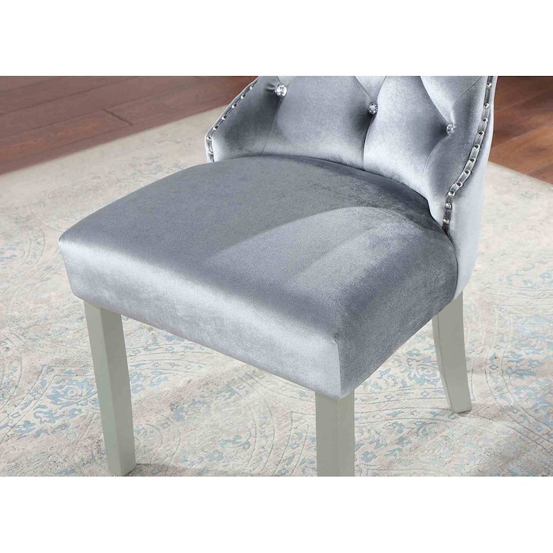 Glam Silver Finish Wingback Chairs Set