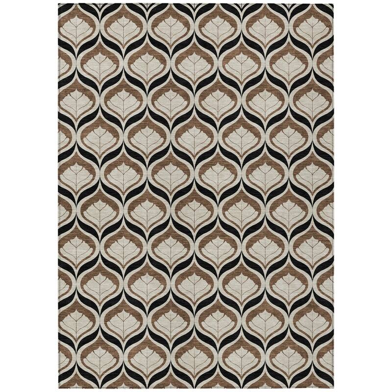Machine Washable Indoor/ Outdoor Modern Trellis Chantille Rug