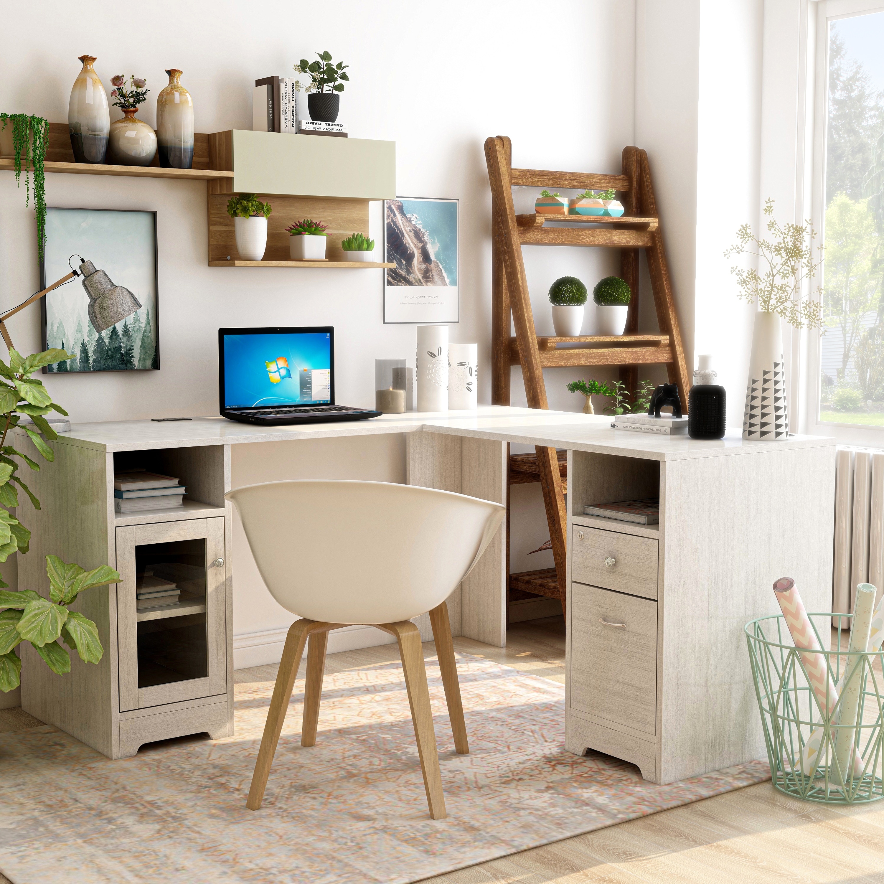 Furniture of America Barlon Transitional 59-inch L-shaped Computer Desk with USBs