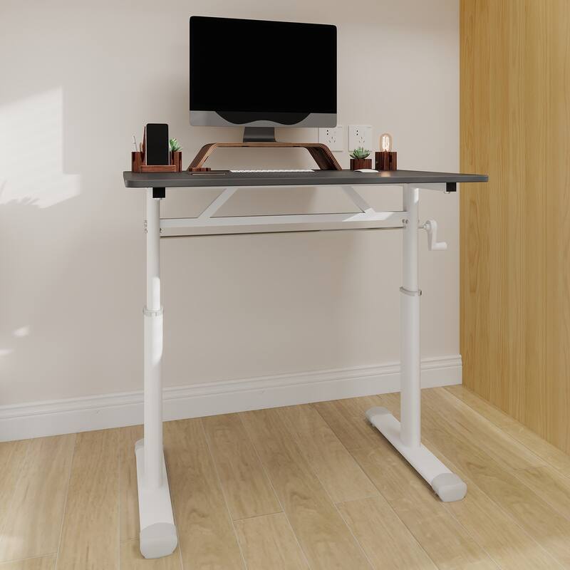 Roomfitters 31.5" Adjustable Height Study Desk - Compact Multi-Purpose Desk for Kids & Adults, Manual Crank Standing Desk
