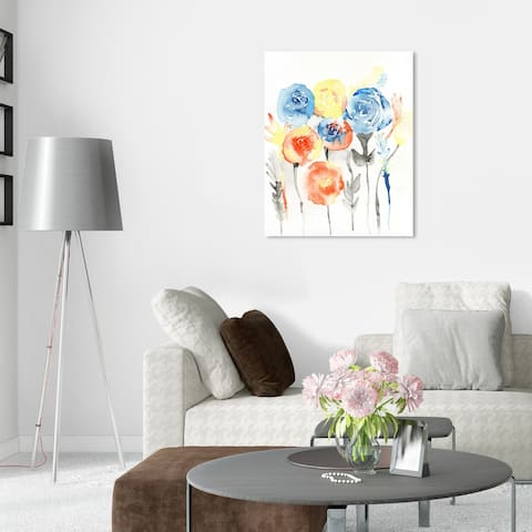 Oliver Gal 'Blue and Orange Summer' Abstract Wall Art Canvas Print Flowers - Blue, Yellow