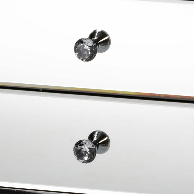 Mirrored Nightstand 3 Drawer Bedside Table Cabriole Legs Crystal Knobs 26" High
