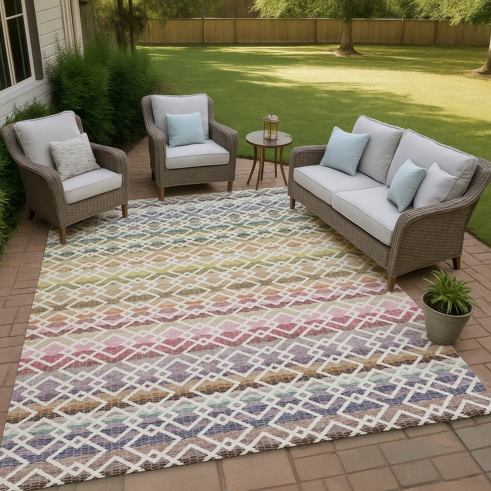 Machine Washable Indoor/ Outdoor Cabo Stripe Chantille Rug