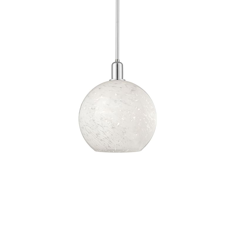 Innovations Lighting 716-1S-15-12 White Mouchette Pendant White - Polished Chrome / White Mouchette