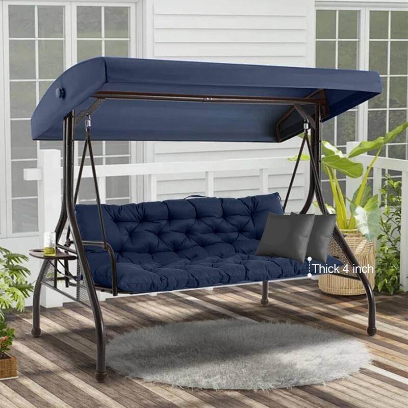Swing Replacement Cushion, Outdoor Bench Cushions with Backrest Thicken 4", Patio Furniture Garden Porch Loveseat Glider Pad