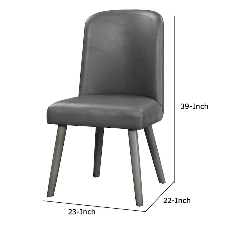 Leatherette Dining Chair with Splayed Wooden Legs, Set of 2 - 39 H x 22 W x 23 L Inches