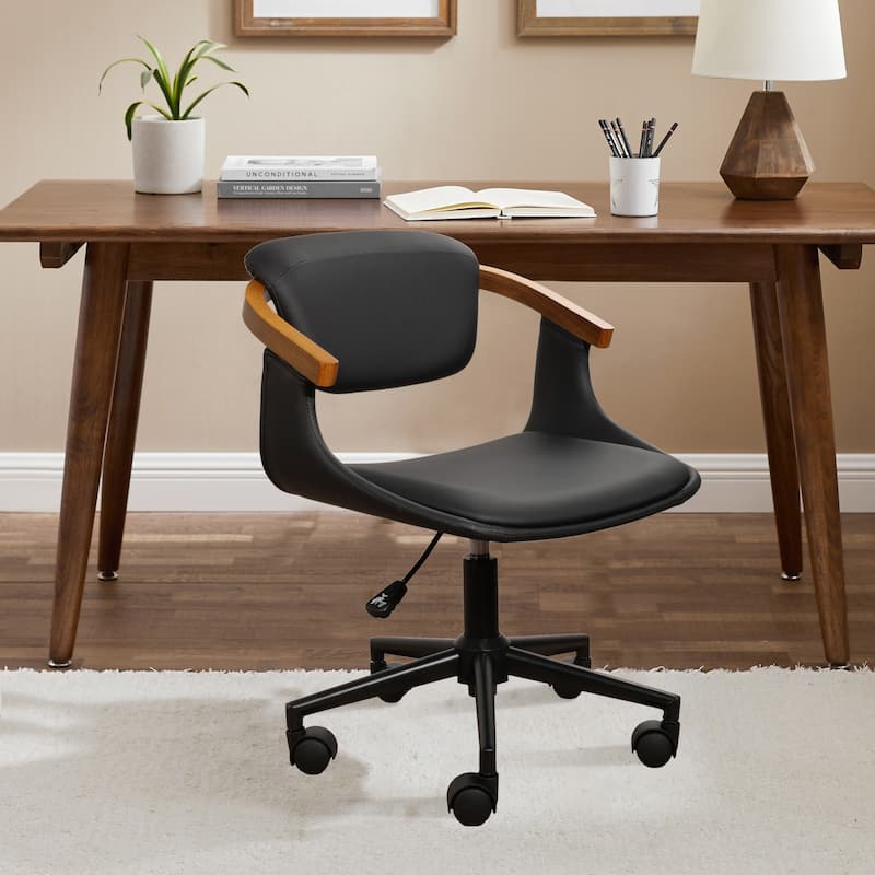 Art Leon Swivel and Height Adjustable Home Office Desk Chair with Rolling - Black