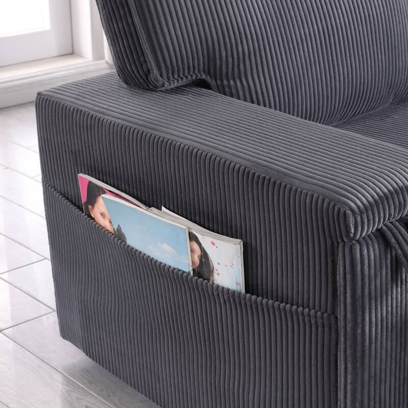 Convertible Upholstery Sleeper Sectional Sofa Bed with Storage Chaise