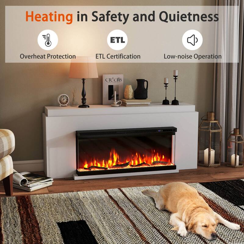 Costway 40" Wide 3-Sided Electric Fireplace Insert with Remote Control - See Details