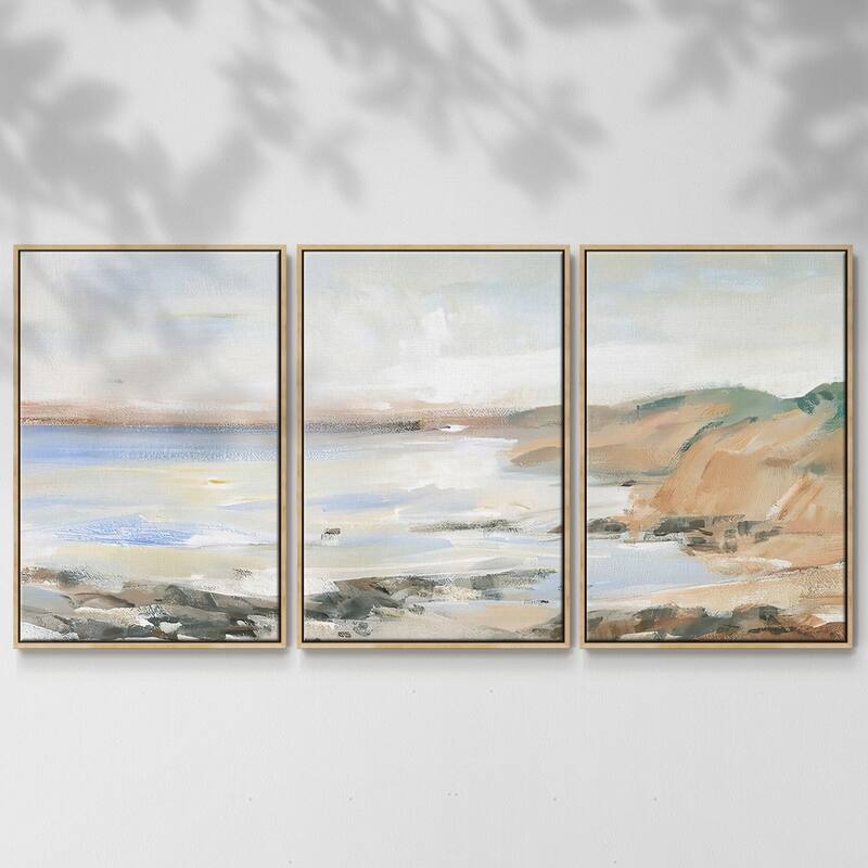 Shoreline Study II - Multi Piece Framed Canvas - 16 x 24 - Natural