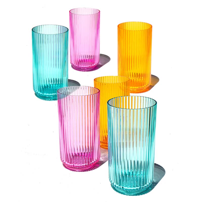 Abode Homewares Mesa Acrylic Drinking Glass - Assorted Colors - 22 oz - Set of 6