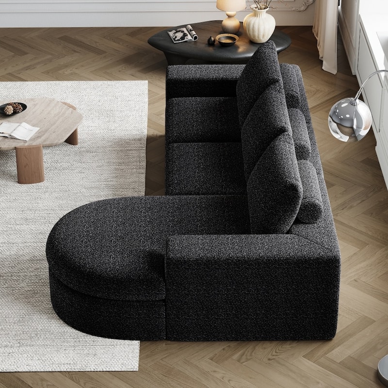 99" Chenille Cloud Curved Sectional Sofa with Deep Seats