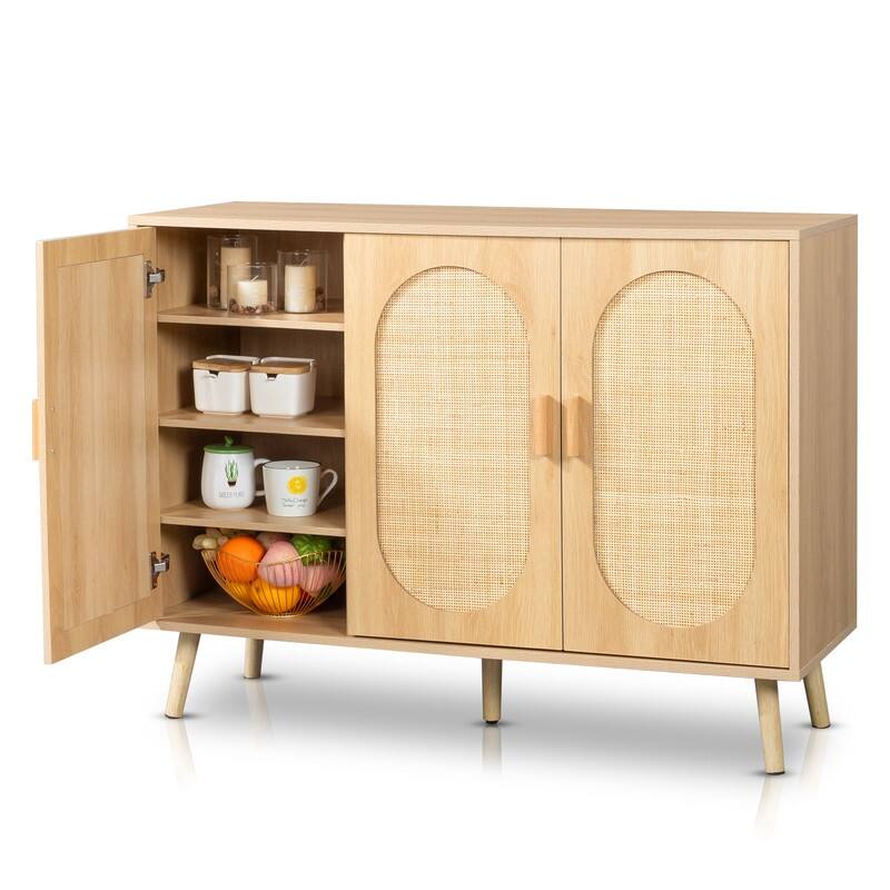 Shoe Cabinet with Double Doors Wooden Floor Bathroom Storage Cabinet