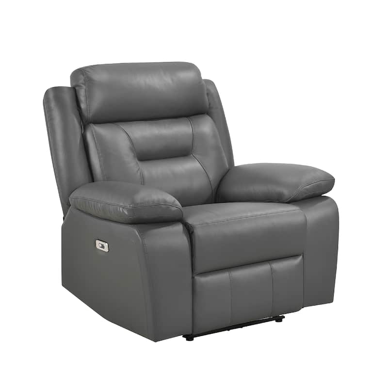 Conia Power Reclining Chair, Dark Gray Top Grain Leather, USB Port
