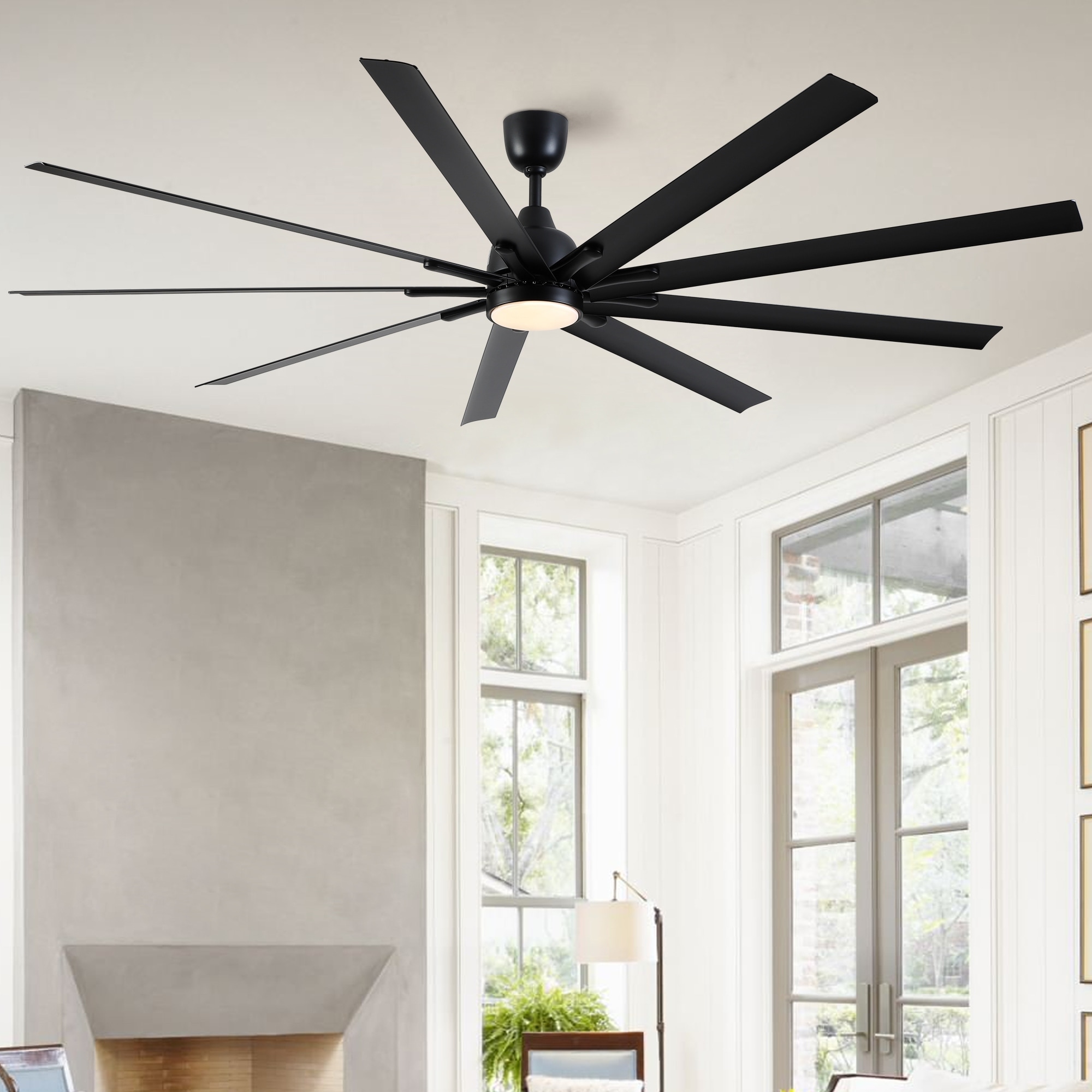 84 In Super Large Black Ceiling Fan With Remote Control - 84inch