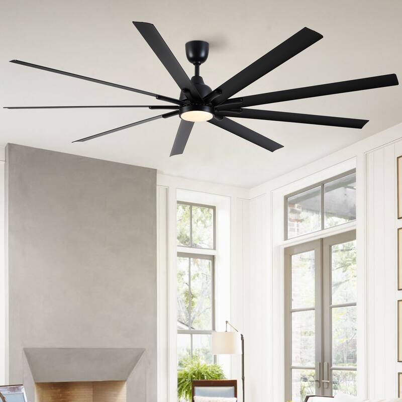Cusp Barn 84'' Super Large Black Reversible 6 Speed Ceiling Fan with Light and Remote Control in Any Indoor or Outdoor Area