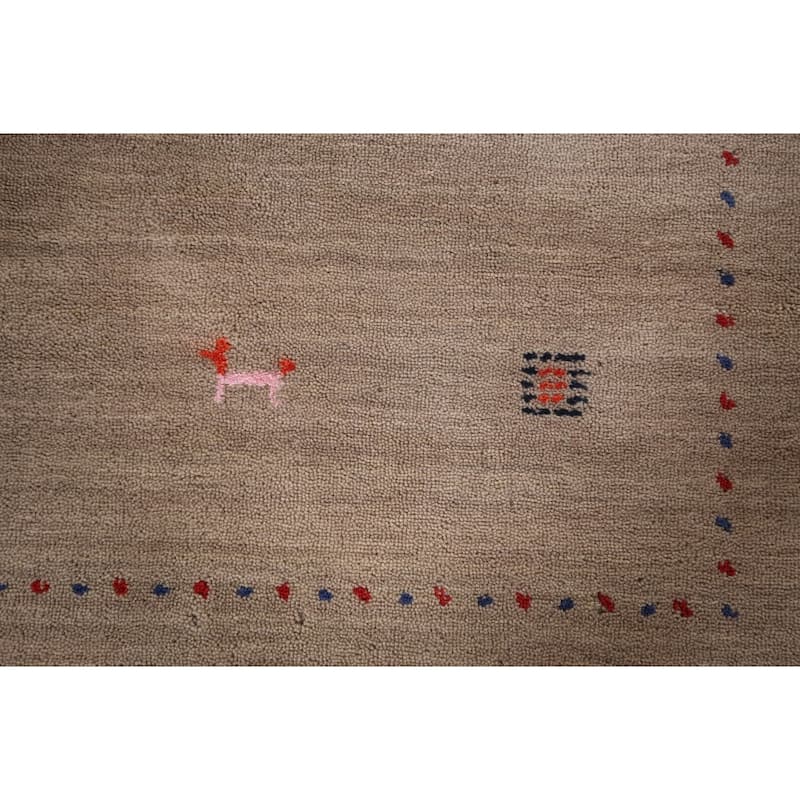 Tribal Beige Gabbeh Oriental Accent Rug Handmade Wool Carpet - 3'11"x 5'9"