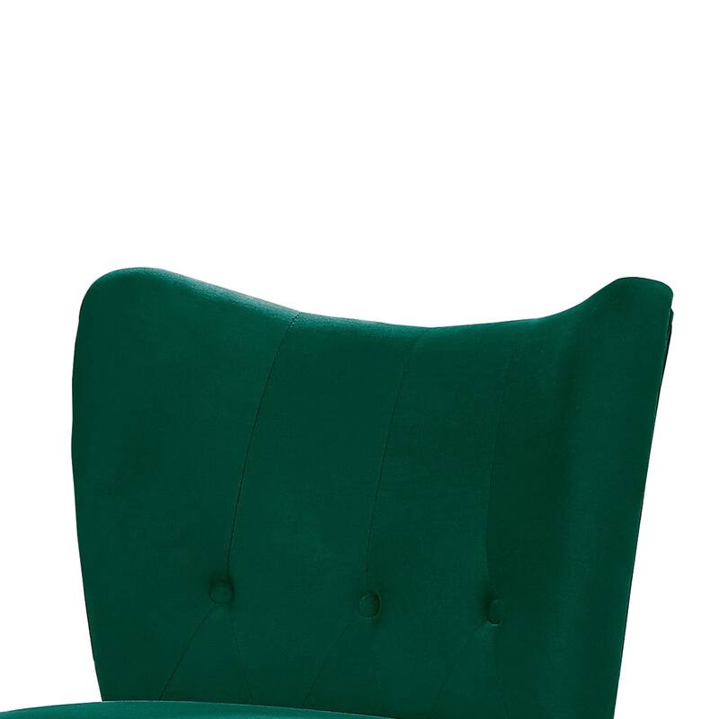 Upholstered Armless Accent Chair with Flared Back and Button Tufting, Green - 33 H x 27.5 W x 22.5 L Inches