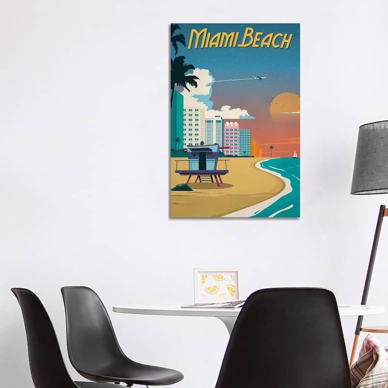 iCanvas "Miami Beach" by IdeaStorm Studios Canvas Print - 40x26x1.5