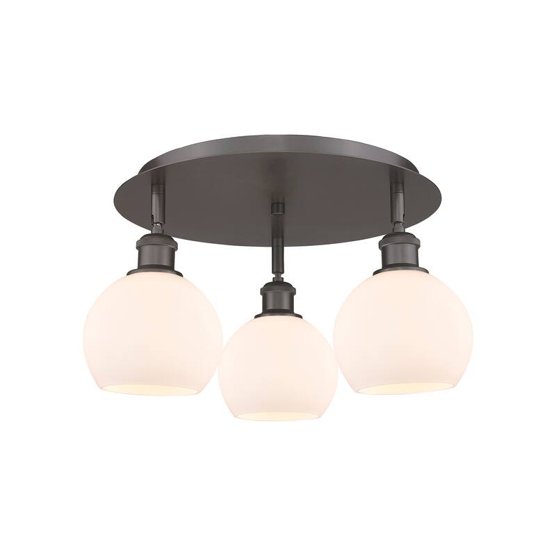 Innovations Lighting Athens - 3 Light 18" Flush Mount - Oil Rubbed Bronze/Matte White