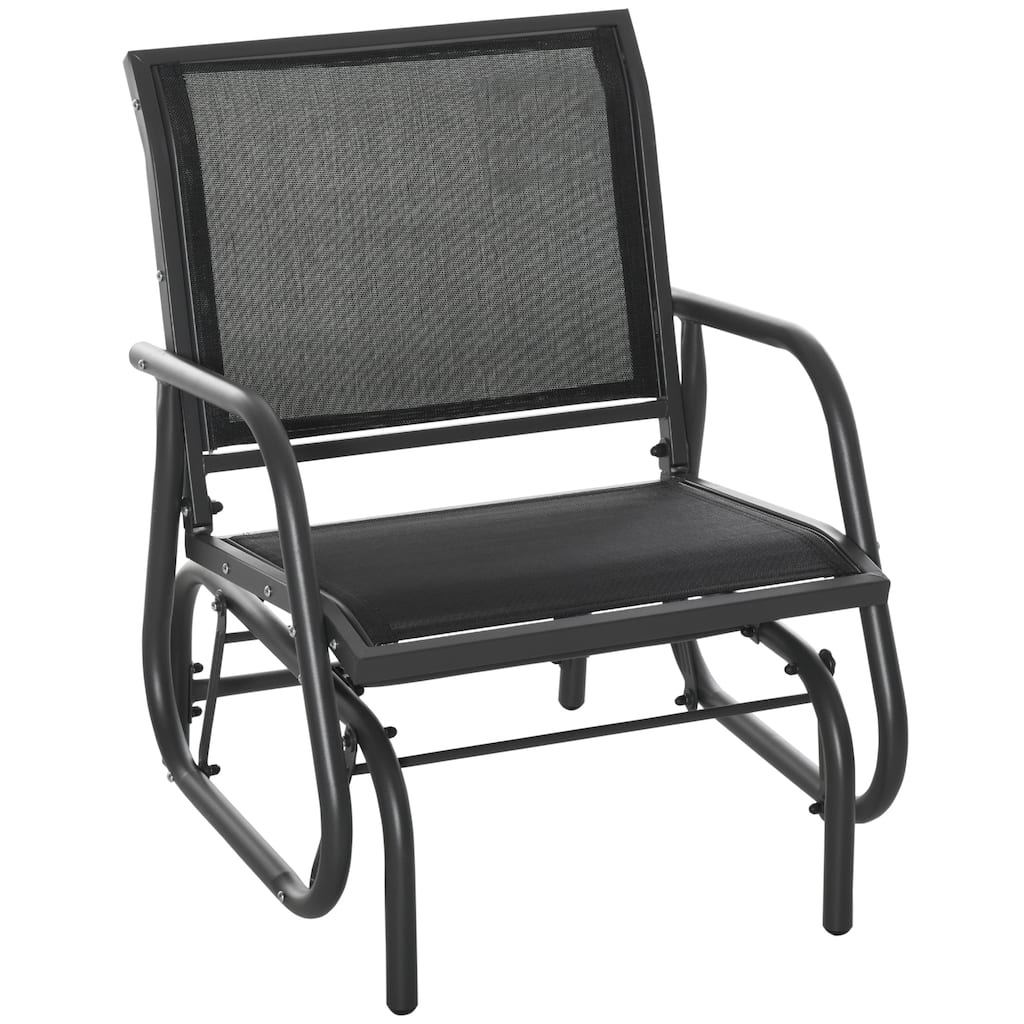 Outsunny Porch Glider, Swing Glider Chair with Breathable Mesh, Curved Armrests and Steel Frame for Garden, Poolside, Balcony