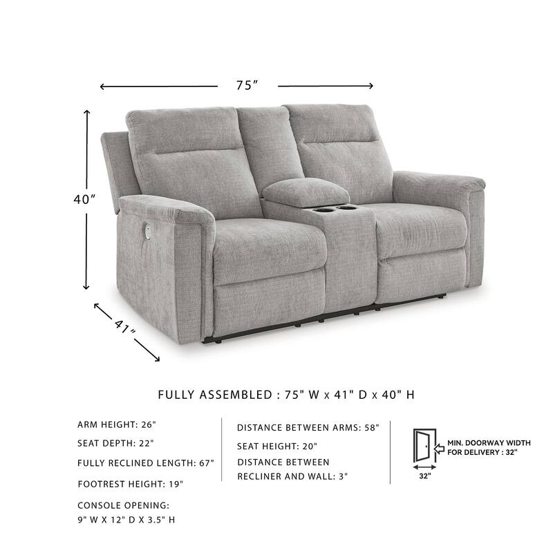Signature Design by Ashley Barnsana Power Reclining Loveseat with Console