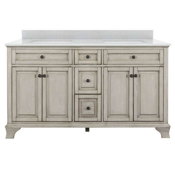 Miseno MVMORG60 Morgana 60" Free Standing Double Basin Vanity Set with Wood Cabinet and Stone Vanity Top