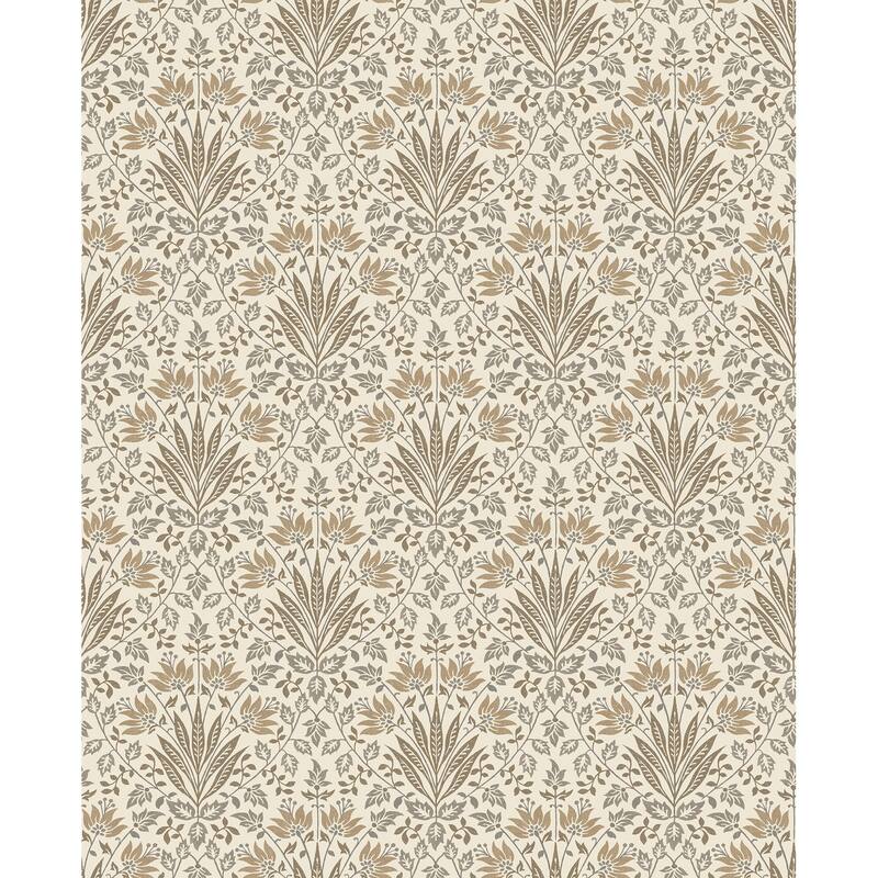 Chris Loves Julia x A-Street Prints Woodbury Brown Floral Damask Wallpaper