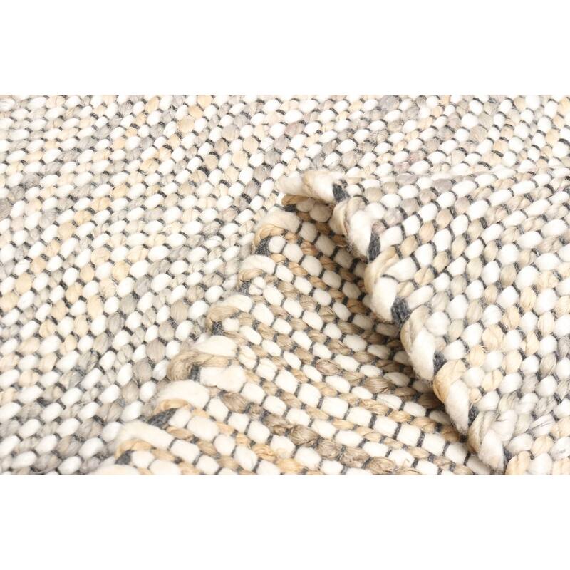 ECARPETGALLERY Braid weave Sienna Grey Wool Rug - 5'9 x 7'1