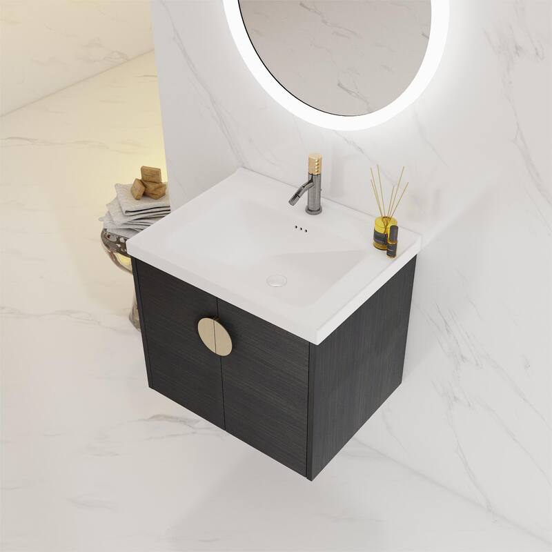 Bathroom Vanity With Sink In 24/28 Inch, Floating Bathroom Vanity With Soft Close Door