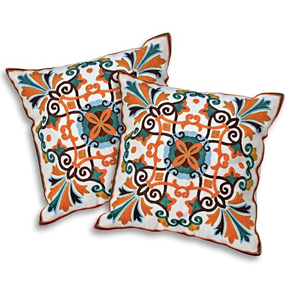 orange floral throw pillows