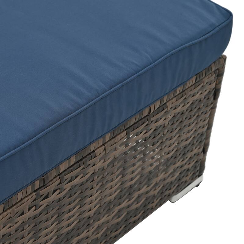 GDFStudio - Elegant 4-Piece Outdoor PE Wicker Patio Set with Tempered Glass Coffee Table
