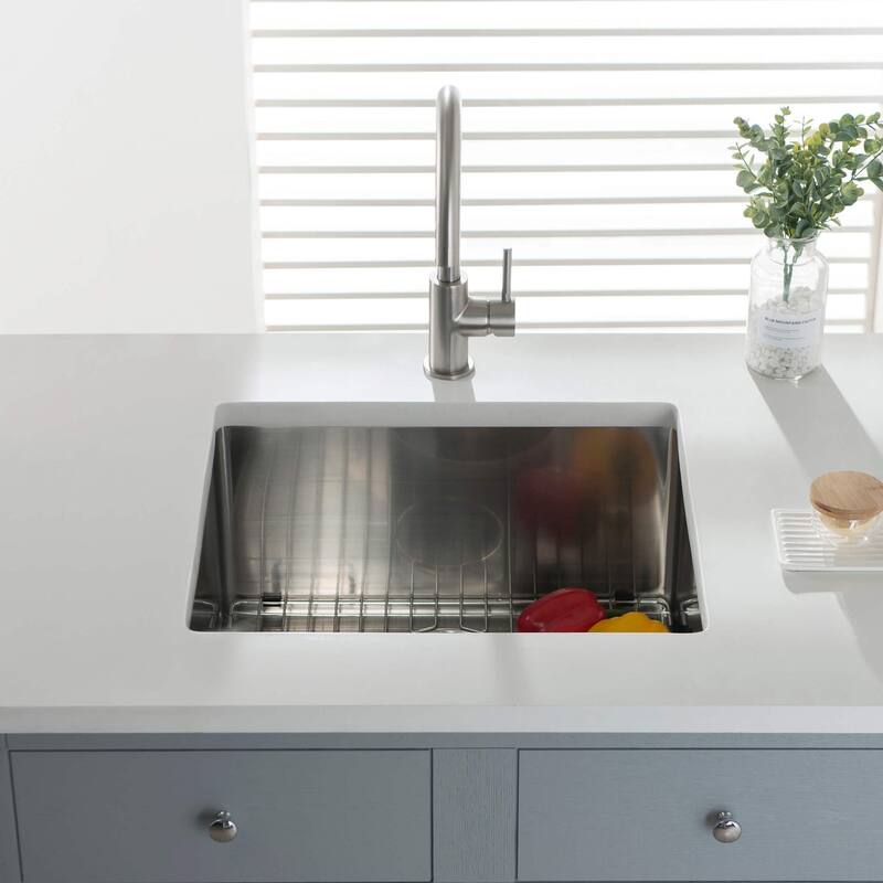 21 Inches Handcrafted Undermount Single Bowl 16 gauge Stainless Steel Kitchen Sink - K1-S21