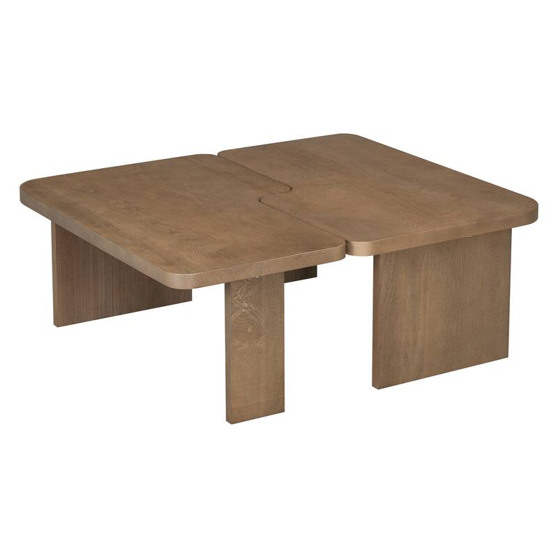 Roomfitters Minimalist Coffee Table Set, Rectangular Center Table with Two-Tone Design