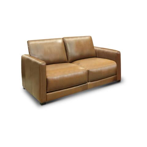 Raffa Top Grain Leather Contemporary Loveseat Sofa