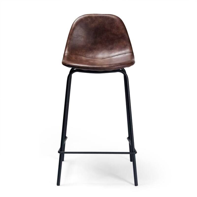 Maxine Vegan Leather Counter Height Stools Black Legs (Set of 2)