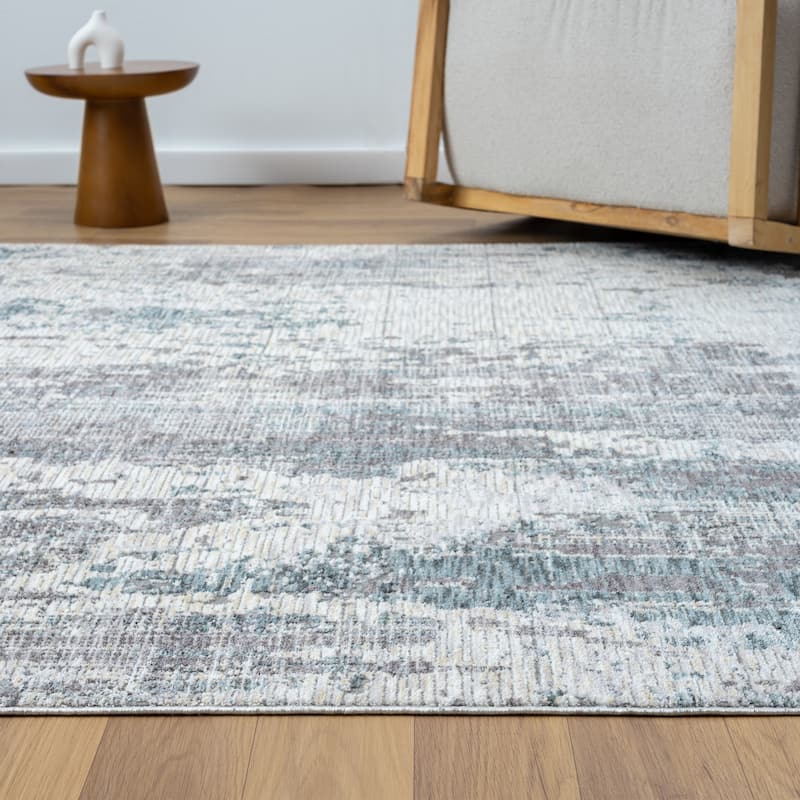 Reeves Modern Abstract Gray/Blue Performance Indoor Area Rug by Sevita