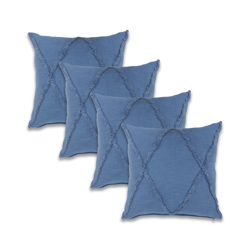 Sevita shoreline Natural Cotton Square Pillow, Feather Filled, Set of 2 or 4