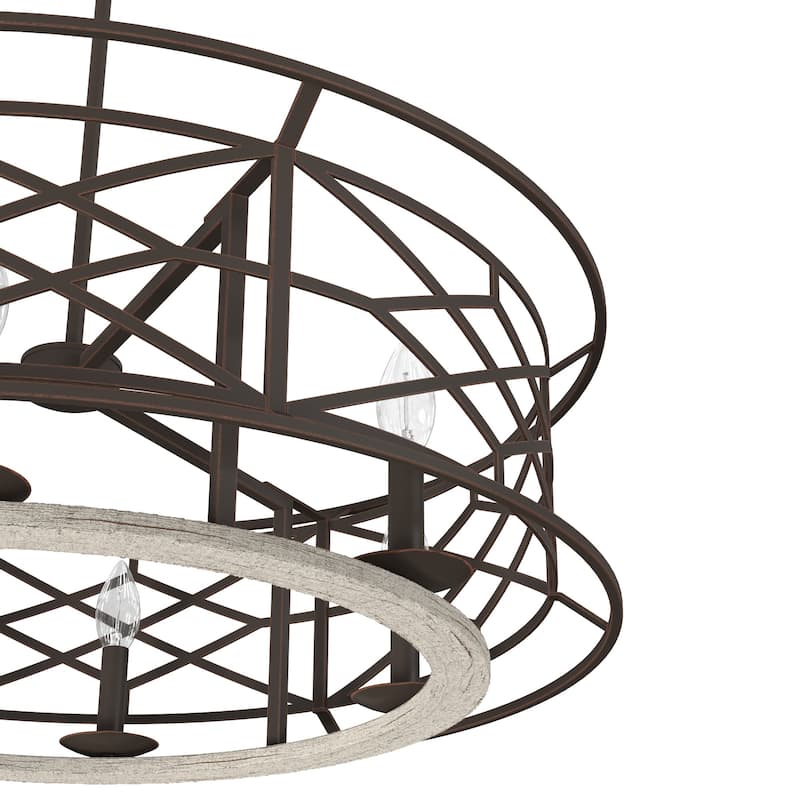 Hunter Langwood 30" 6-Light Round Chandelier - Dining Room, Entry - Caged, Contemporary, Modern Farmhouse, Transitional
