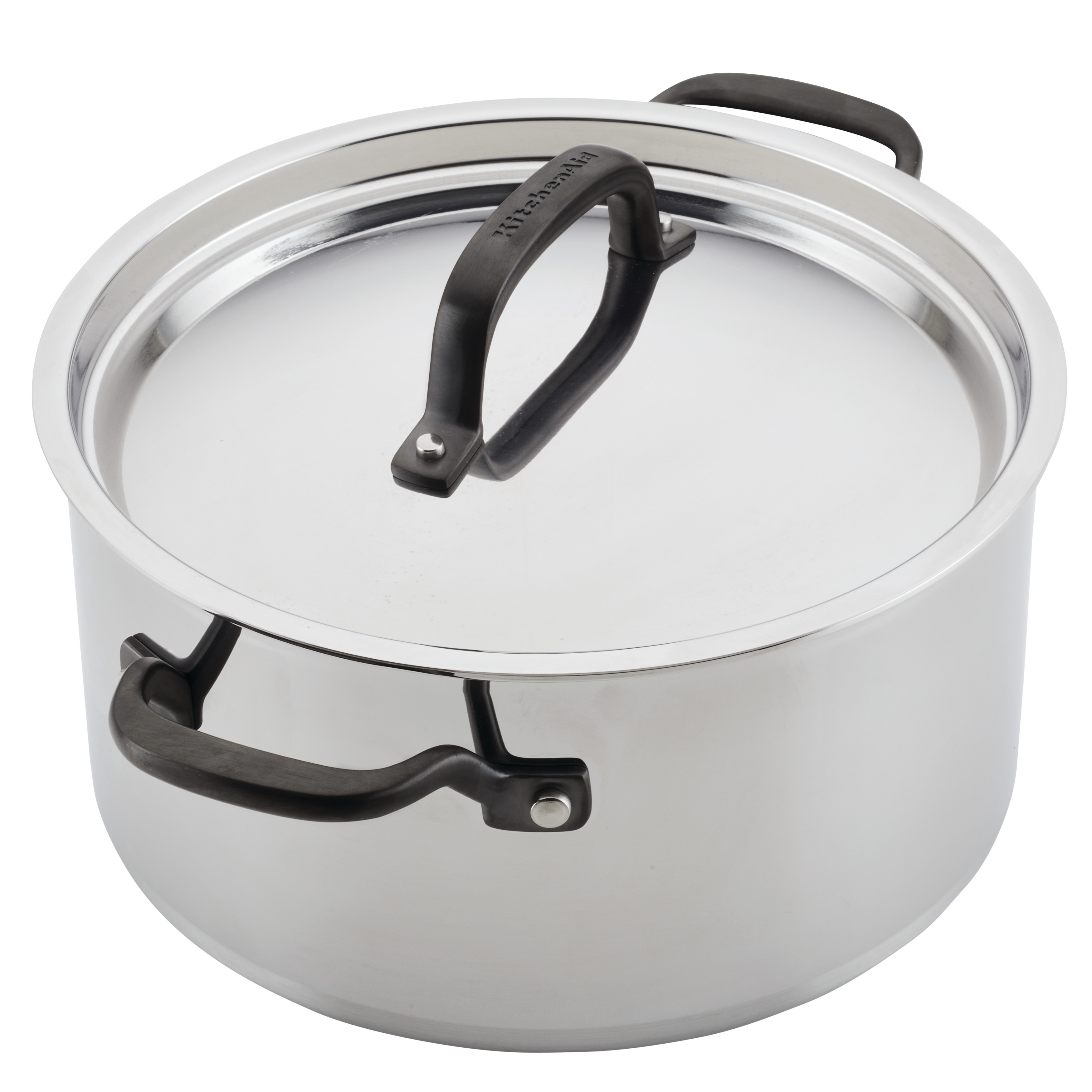 KitchenAid Stainless Steel Casserole with Lid, 4-Quart, Brushed Stainless  Steel