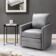 preview thumbnail 50 of 55, Terrance Transitional Swivel Faux Leather Barrel Accent Chair with Metal Base