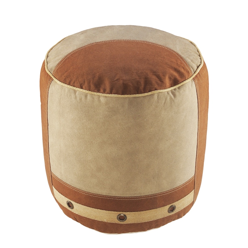 HomeRoots 16" Tan 100% Cotton Ottoman