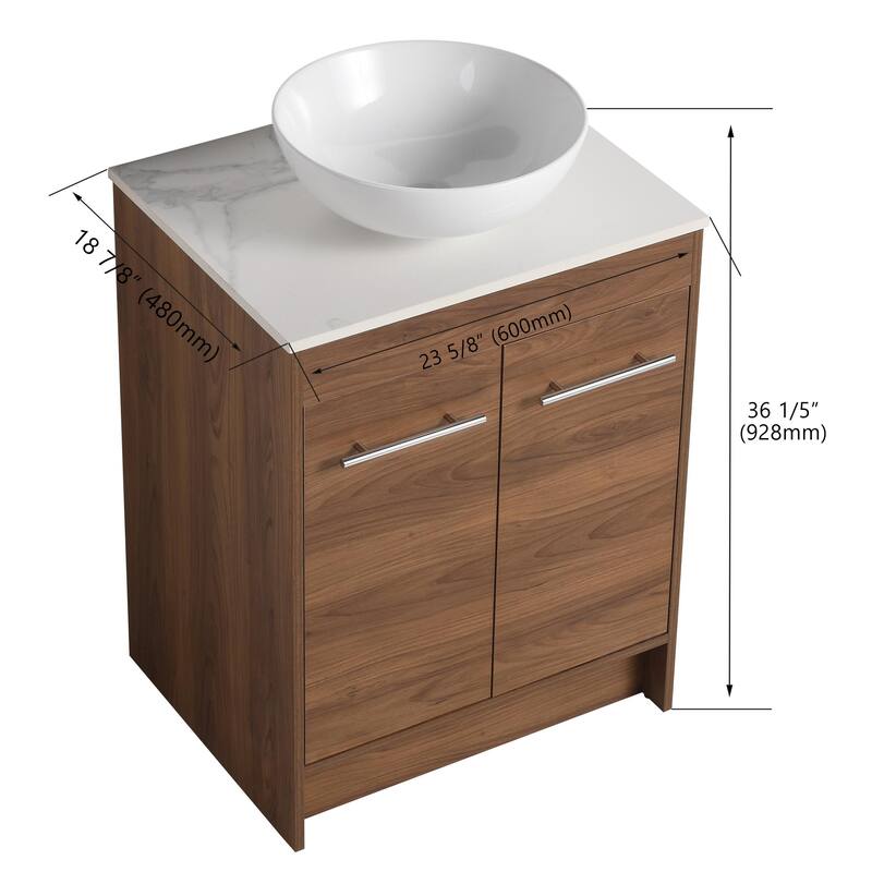 ARTCHIRLY 24/36/48/60 Inch Bathroom Vanity with Sink, Freestanding Bathroom Vanity with Soft Close Door and Shelf