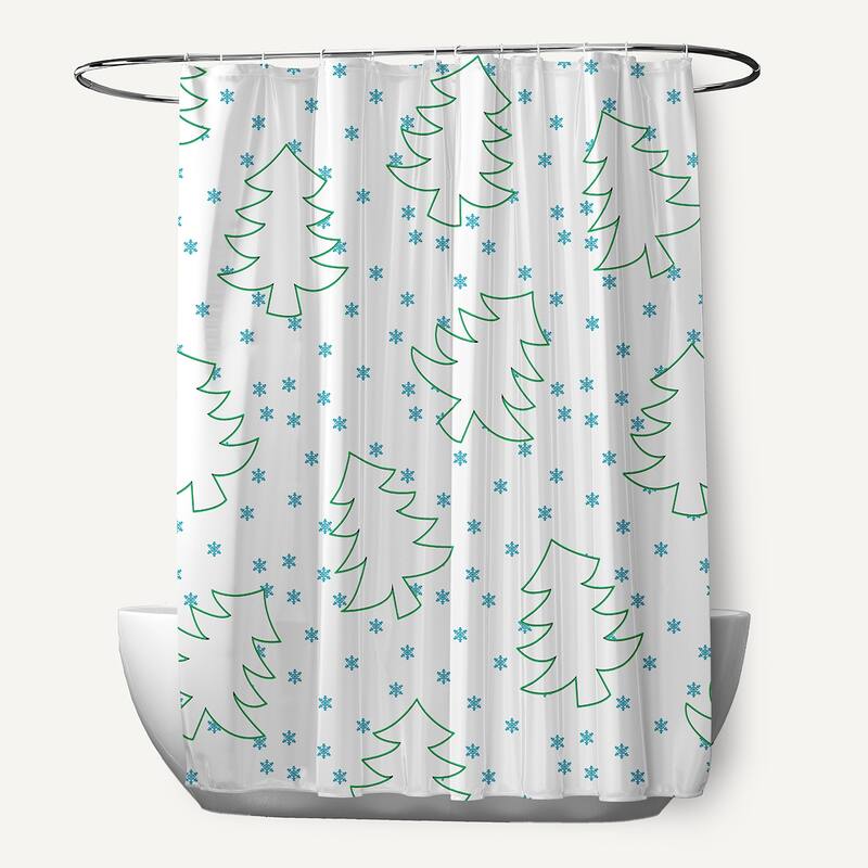 Tree Outlines Shower Curtain - Turquoise